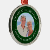 20e Jubileum | Emerald Green Sparkle-foto Metalen Ornament (Rechts)