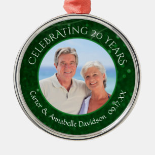 20e Jubileum   Emerald Green Sparkle-foto Metalen Ornament