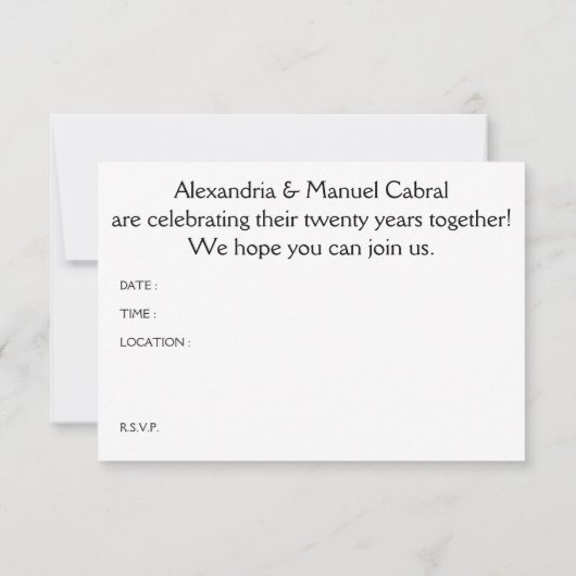 20e Jubileum (gematigde vogels) Kaart (Achterkant)