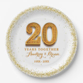 20e Jubileum gepersonaliseerd Papieren Bordje (Voorkant)