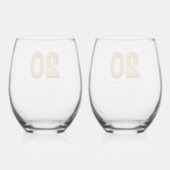 20e Jubileum gepersonaliseerd Wijnglas Zonder Voet (Achterkant)