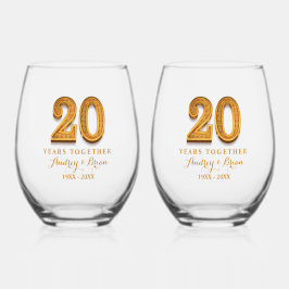 20e Jubileum gepersonaliseerd Wijnglas Zonder Voet