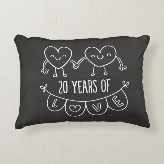 20e Jubileum Gift Chalk Hearts Decoratief Kussen (Voorkant)