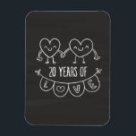 20e Jubileum Gift Chalk Hearts Magneet<br><div class="desc">Schuif twee doodle hand getrokken hart 20e jaar jubileumontwerp.</div>