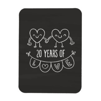 20e Jubileum Gift Chalk Hearts Magneet