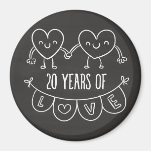 20e Jubileum Gift Chalk Hearts Magneet