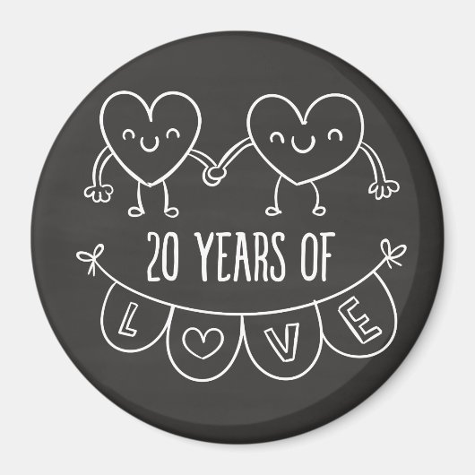 20e Jubileum Gift Chalk Hearts Magneet (Voorkant)