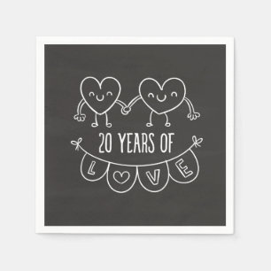20e Jubileum Gift Chalk Hearts Servet