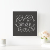 20e Jubileum Gift Chalk Hearts Vierkante Klok (Huis)