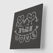 20e Jubileum Gift Chalk Hearts Vierkante Klok (Hoek)
