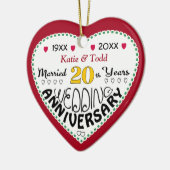 20e Jubileum Gift Hart Vormgegeven Kerst Keramisch Ornament (Links)