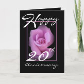 20e Jubileum Kaart met roze Rosebud (Voorkant)