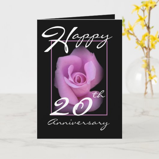 20e Jubileum Kaart met roze Rosebud