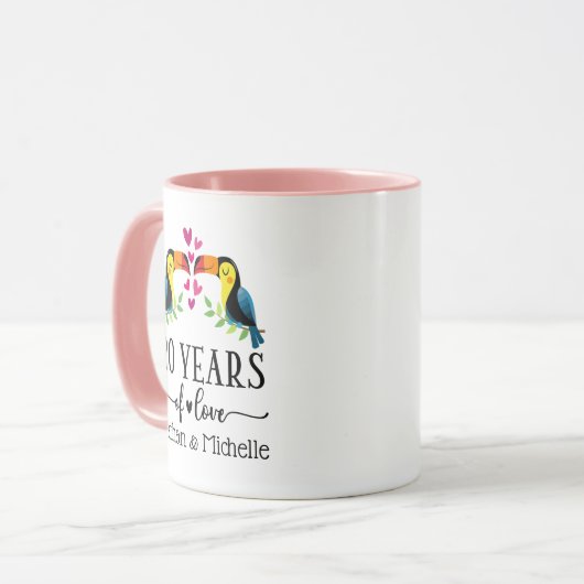 20e Jubileum, Mok voor het combineren van vogelpar (Voorkant links)