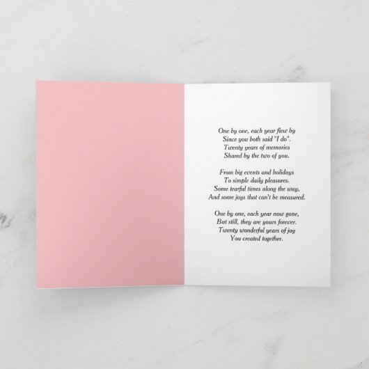 20e Jubileum Rose Bouquet op zwart Kaart (Binnen)