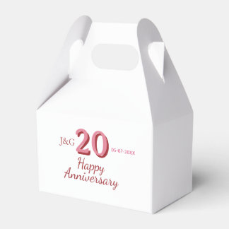 20e jubileum roze naam datum monogram vet bedankdoosjes