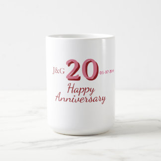 20e jubileum roze naam datum monogram vet koffiemok