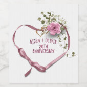 20e Jubileum Roze Wijnbouwlabel Wijn Etiket (Enkel label)