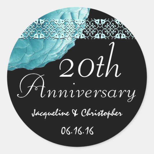 20e Jubileum TURQUOISE Roos Sticker (Voorkant)