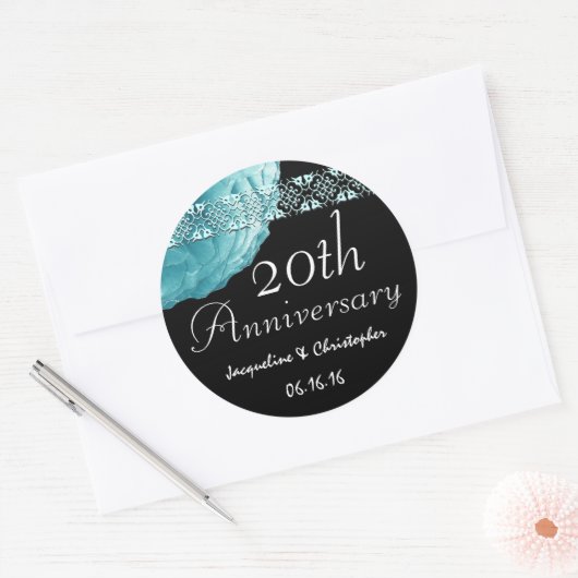 20e Jubileum TURQUOISE Roos Sticker (Envelop)