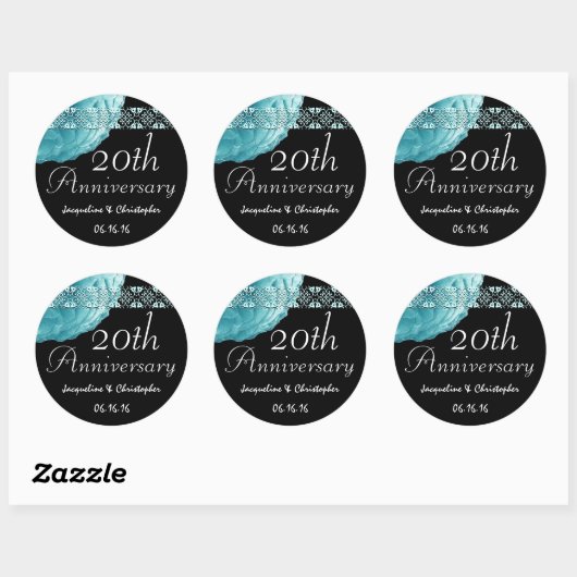 20e Jubileum TURQUOISE Roos Sticker (Vel)