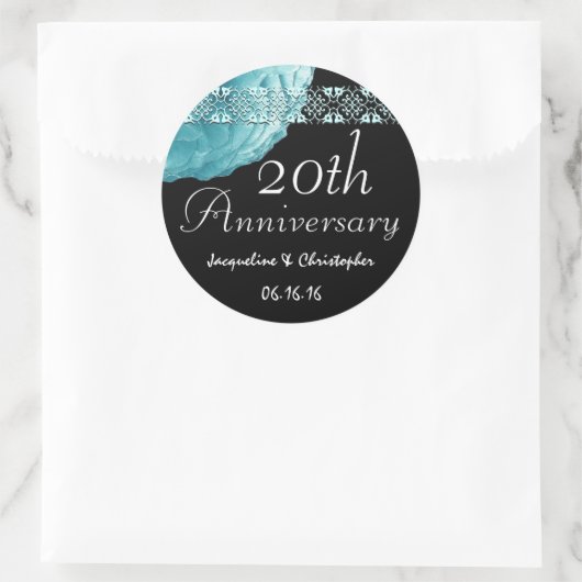 20e Jubileum TURQUOISE Roos Sticker (Tas)