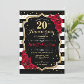 20e Jubileum Uitnodiging - Rood Goud Zwart Wit (Staand voorkant)