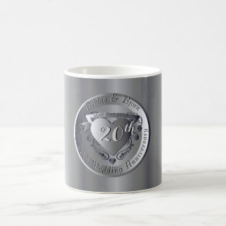 20e Jubileum van de bruiloft Platinum Heart Medall Koffiemok