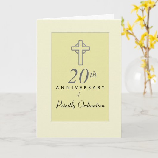 20e Jubileum van de priester met ingegraveerd krui Kaart (Gele Bloem)