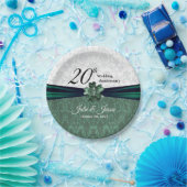 20e Jubileum van Emerald Damask Wedding Papieren Bordje (Feest)
