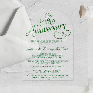 20e Jubileum van het Emerald Wedding Acryl Uitnodigingen