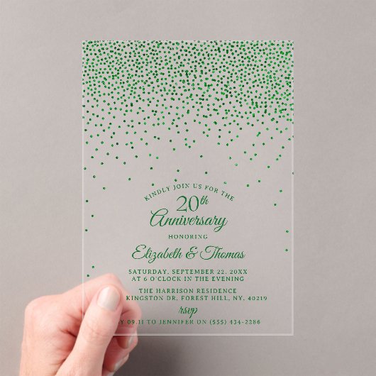 20e Jubileum van het Emerald Wedding Acryl Uitnodigingen (Insitu (Draagbaar))