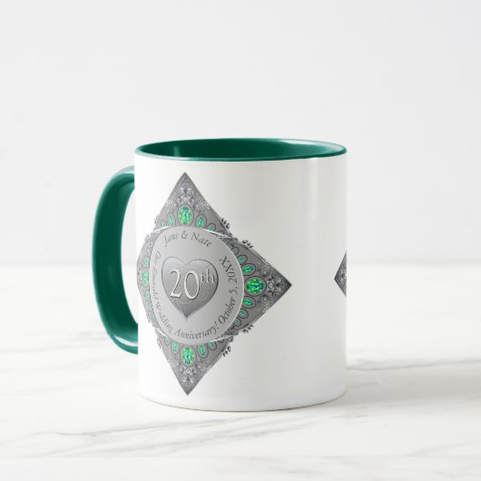 20e Jubileum van het Emerald Wedding Mok (Voorkant links)
