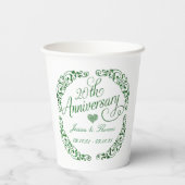 20e Jubileum van het Emerald Wedding Papieren Bekers (Achterkant)