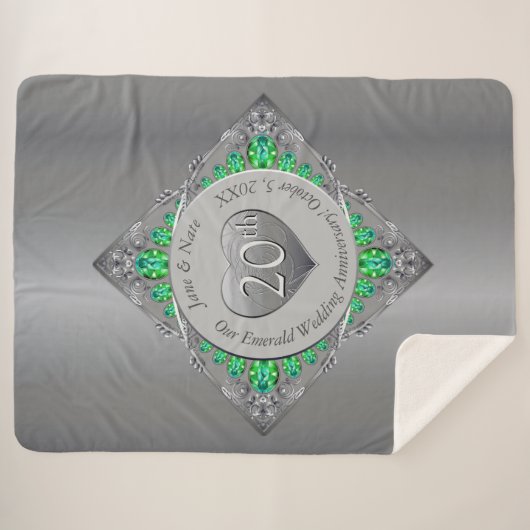 20e Jubileum van het Emerald Wedding Sherpa Deken (Voorkant (horizontaal))