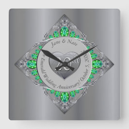 20e Jubileum van het Emerald Wedding Vierkante Klok