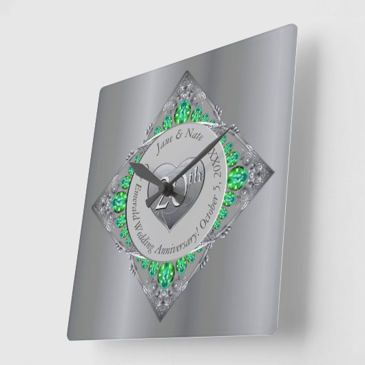 20e Jubileum van het Emerald Wedding Vierkante Klok (Hoek)