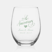 20e Jubileum van het Emerald Wedding Wijnglas Zonder Voet (Voorkant)
