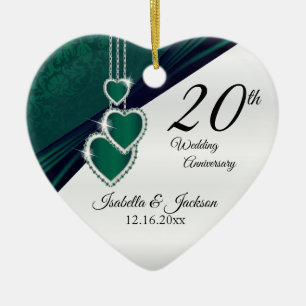 20e Jubileum van het groene huwelijk in Emerald Keramisch Ornament