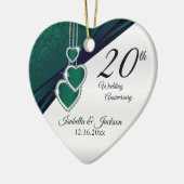 20e Jubileum van het groene huwelijk in Emerald Keramisch Ornament (Links)