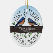 20e Jubileum van het huwelijk, Blauwvogels van een Keramisch Ornament (Rechts)