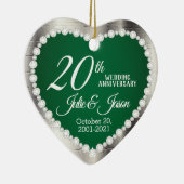 20e Jubileum voor bruiloft | Emerald en Silver Keramisch Ornament (Rechts)