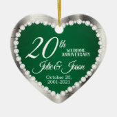 20e Jubileum voor bruiloft | Emerald en Silver Keramisch Ornament (Voorkant)