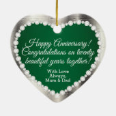 20e Jubileum voor bruiloft | Emerald en Silver Keramisch Ornament (Achterkant)