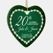 20e Jubileum voor bruiloft | Emerald en Silver Keramisch Ornament (Rechts)