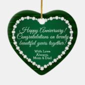 20e Jubileum voor bruiloft | Emerald en Silver Keramisch Ornament (Achterkant)