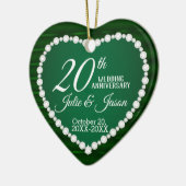 20e Jubileum voor bruiloft | Emerald en Silver Keramisch Ornament (Links)