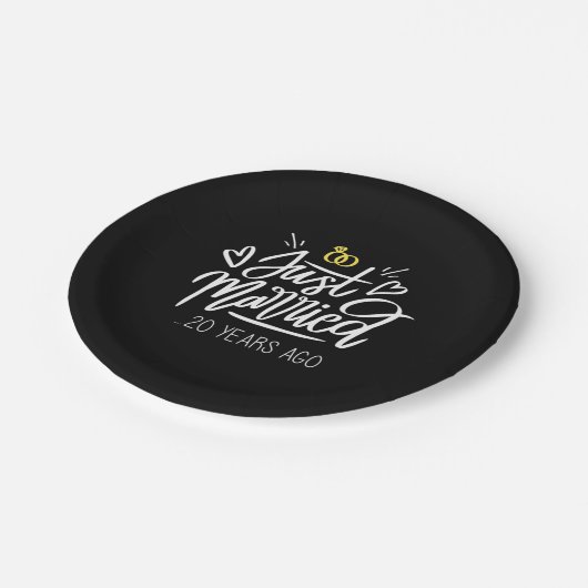 20e Jubileum voor bruiloft Papieren Bordje (Gekanteld)