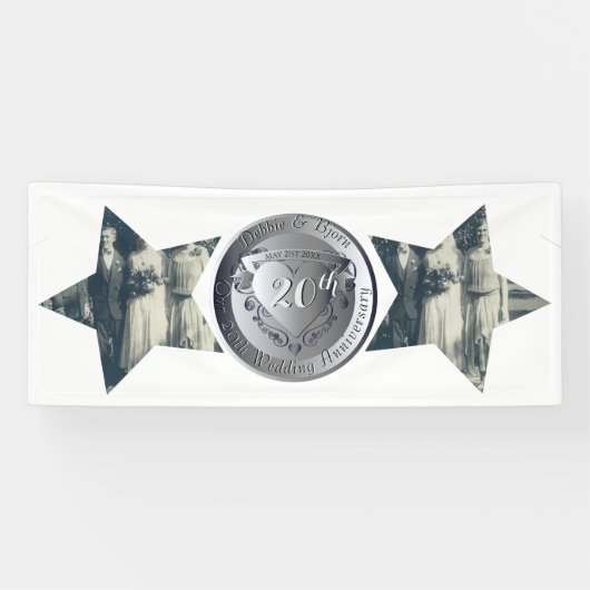 20e Jubileum voor bruiloft Platinum 2 Star-foto's Spandoek (Horizontaal)