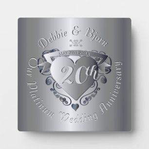20e Jubileum voor bruiloft Platinum Heart Emblem Fotoplaat